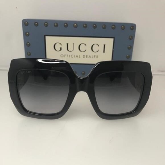 New - 💯- GUCCI GG1022 006 54 23 Oversize Black Sunglasses - Picture 3 of 10